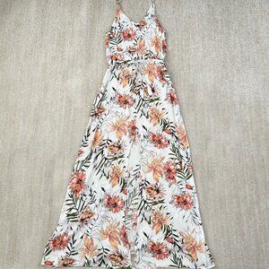 Rip Curl White Floral Strappy Maxi Cocktail Dress S